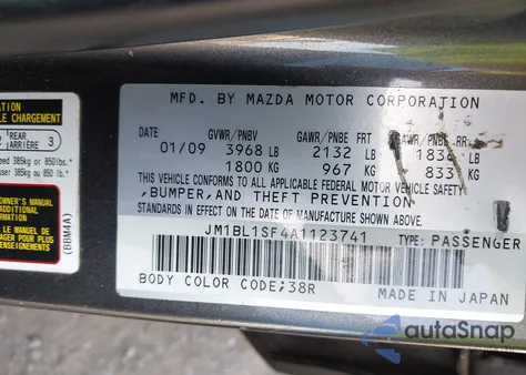 2010 Mazda Mazda3 I Touring from USA, damaged, VIN JM1BL1SF4A1123741